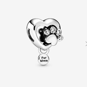 PANDORA Sparkling Paw Print & Heart Charm